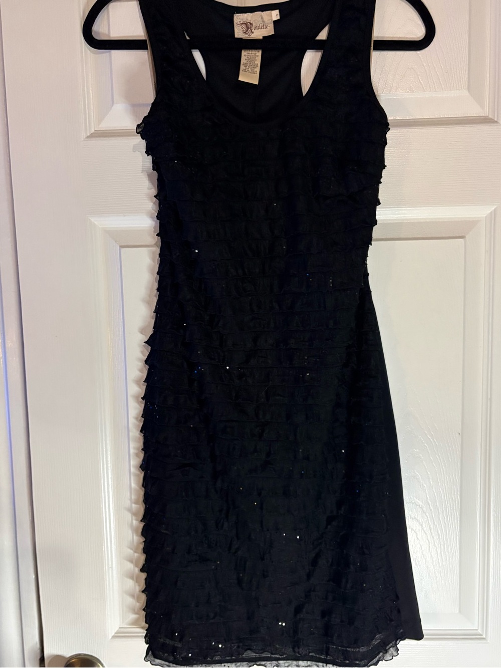 Roulette Black Sleeveless Ruffle Mini Dress Summer - Picture 3 of 3